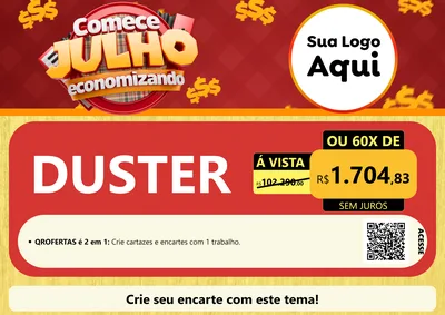 Modelo de Cartaz para Cartaz A4 Horizontal com o tema Comece Julho Economizando para Concessionaria de Carros