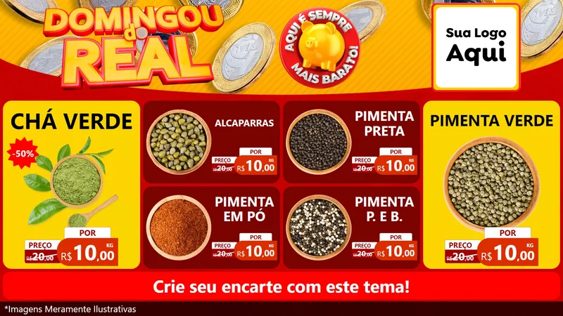 Modelo de TV para TV Horizontal com o tema Domingou do Real para Produtos Naturais