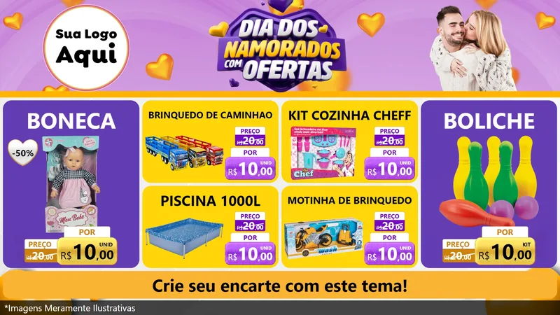 Modelo de TV para TV Horizontal com o tema Dia Dos Namorados Com Ofertas para Brinquedos