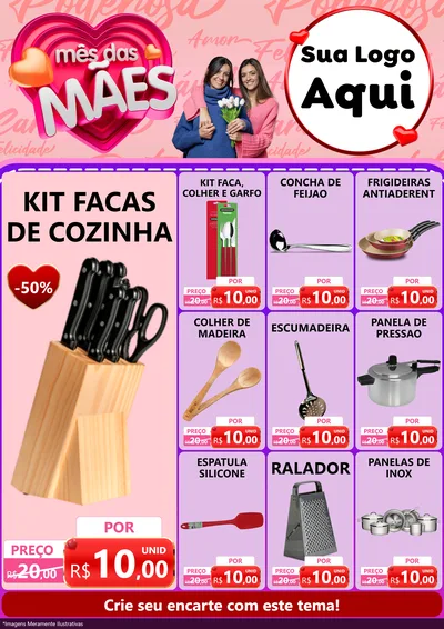 Modelo de Encarte para Encarte A4 Vertical com o tema Mês Das Mães para Utilidades Domésticas