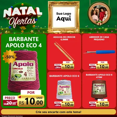 Modelo de Rede Social para Feed Facebook com o tema Natal de Ofertas para Armarinho e Aviamentos