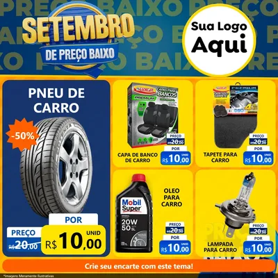 Modelo de Rede Social para Feed Facebook com o tema Setembro De Preço Baixo para Auto peças