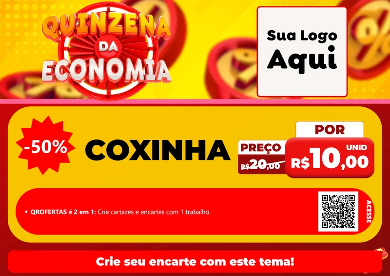 Modelo de Cartaz para Cartaz A4 Horizontal com o tema Quinzena Da Economia para Salgadaria