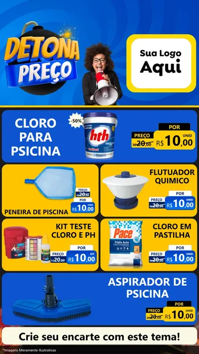 Modelo de TV para TV Vertical com o tema Detona Preços para Produtos para Piscina