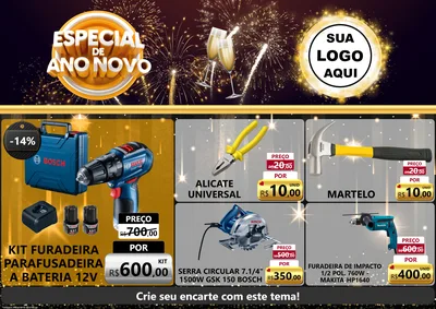 Modelo de Encarte para Encarte A4 Horizontal com o tema Especial de Ano Novo para Maquinas e Ferramentas