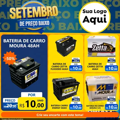 Modelo de Rede Social para Feed Facebook com o tema Setembro De Preço Baixo para Baterias Elétricas