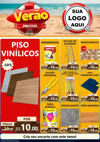 Modelo de Encarte para Encarte A4 Vertical com o tema Verão Imbatível para Material para Construção