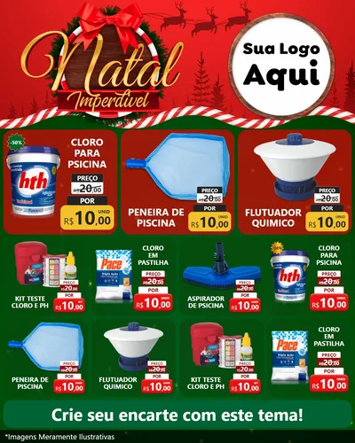 Modelo de Rede Social para Feed Instagram com o tema Natal Imperdível para Produtos para Piscina