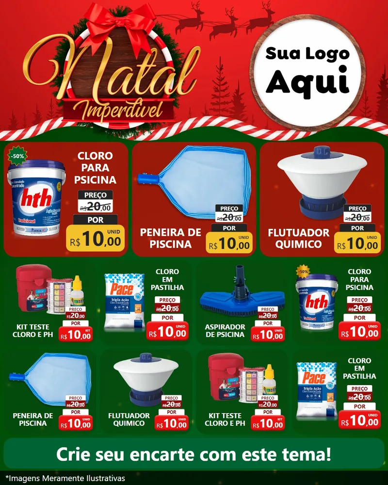 Modelo de Rede Social para Feed Instagram com o tema Natal Imperdível para Produtos para Piscina