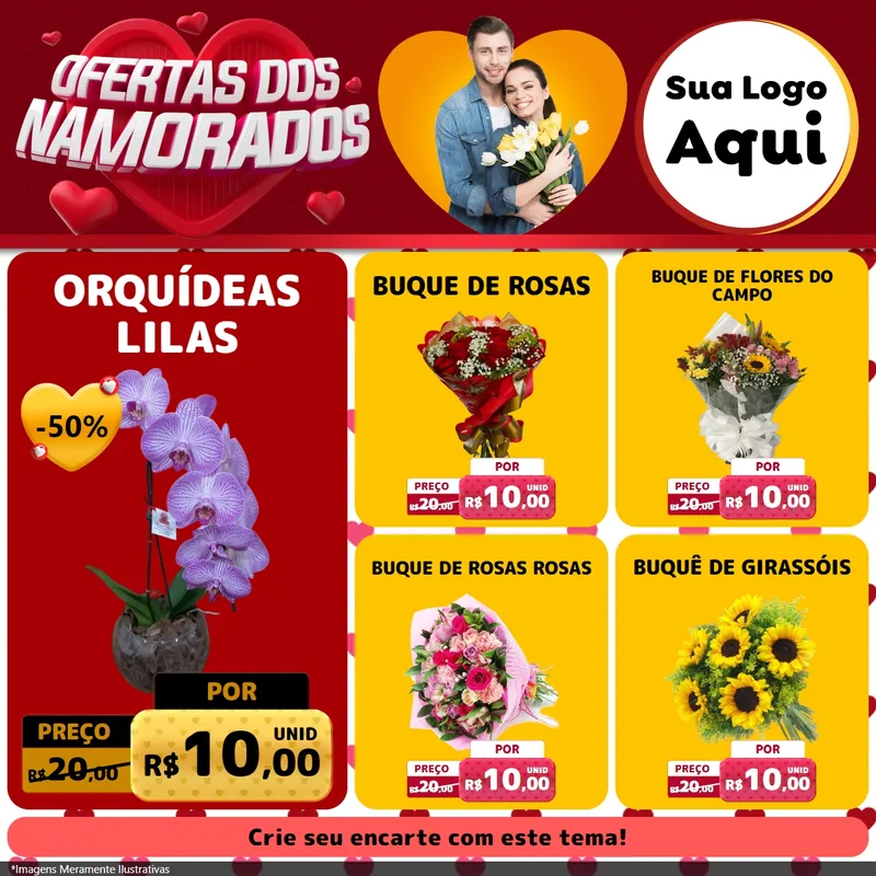 Modelo de Rede Social para Feed Facebook com o tema Ofertas Dos Namorados para Floricultura e jardim