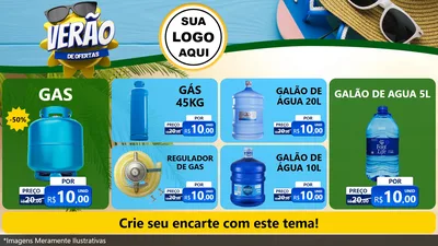 Modelo de TV para TV Horizontal com o tema Verão de Ofertas para Água e gás
