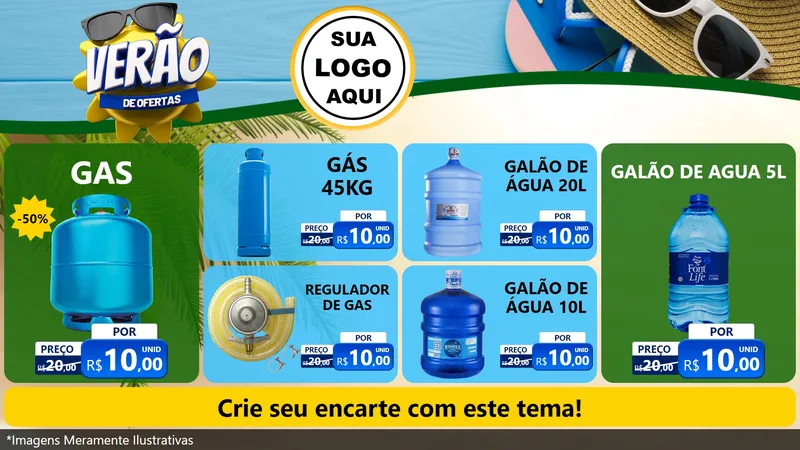 Modelo de TV para TV Horizontal com o tema Verão de Ofertas para Água e gás