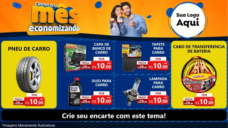 Modelo de TV para TV Horizontal com o tema Comece O Mês Economizando para Auto peças
