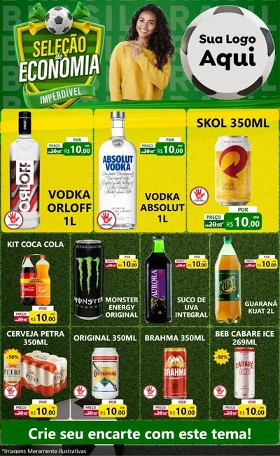 Modelo de Encarte para Encarte Grande com o tema Seleção de Economia - Copa para Distribuidora de bebidas