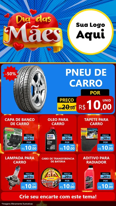 Modelo de Rede Social para Stories com o tema Dia das Mães para Auto peças