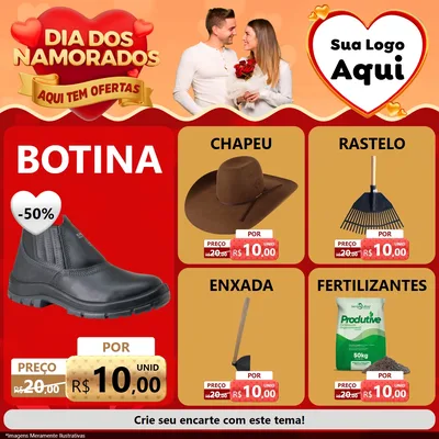 Modelo de Rede Social para Feed Facebook com o tema Dia dos Namorados - Aqui Tem Ofertas para Agropecuária