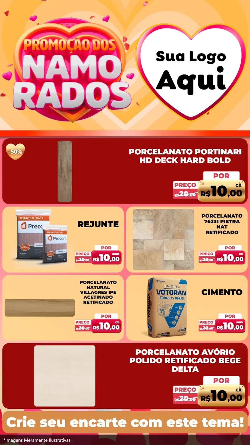 Modelo de TV para TV Vertical com o tema Promoção dos Namorados para Pisos e revestimentos