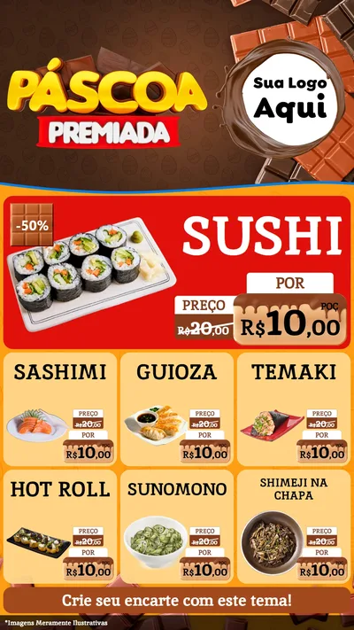 Modelo de Rede Social para Stories com o tema Páscoa Premiada para Comida japonesa
