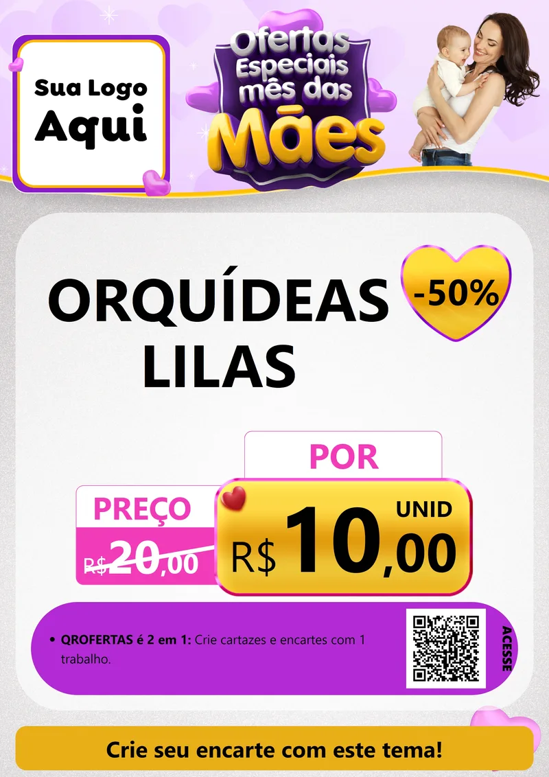 Modelo de Cartaz para Cartaz A4 Vertical com o tema Ofertas Especiais - Mês das Mães para Floricultura e jardim
