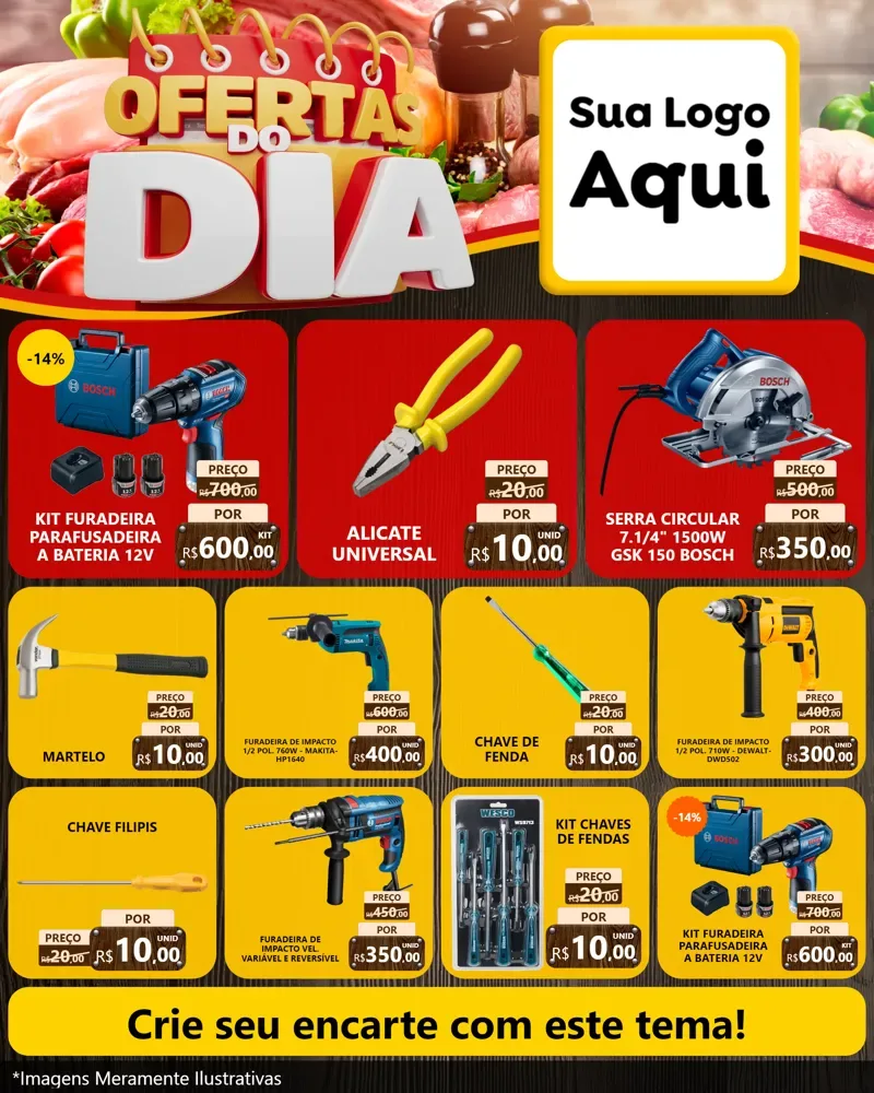 Modelo de Rede Social para Feed Instagram com o tema Ofertas do Dia para Maquinas e Ferramentas