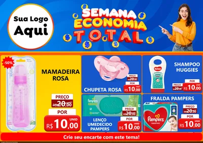 Modelo de Encarte para Encarte A4 Horizontal com o tema Semana Economia Total para Bebês