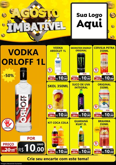 Modelo de Encarte para Encarte A4 Vertical com o tema Agosto Imbatível para Distribuidora de bebidas