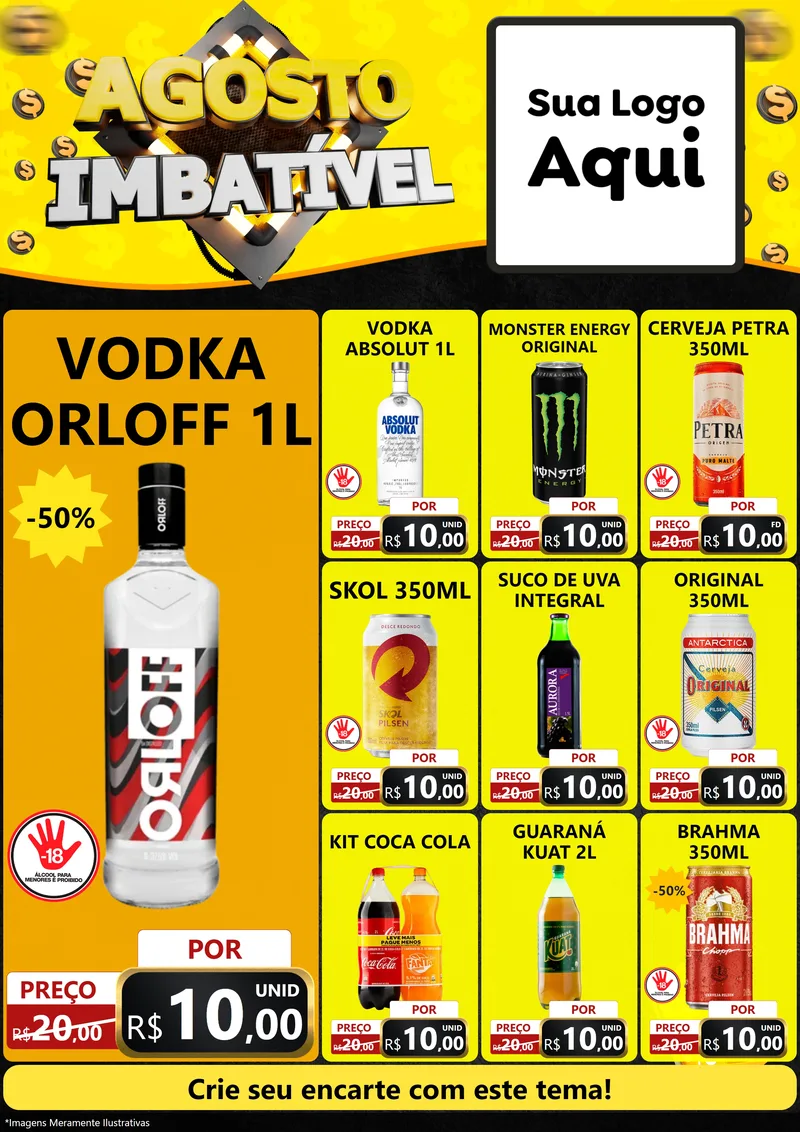 Modelo de Encarte para Encarte A4 Vertical com o tema Agosto Imbatível para Distribuidora de bebidas
