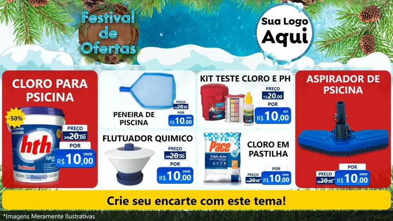 Modelo de TV para TV Horizontal com o tema Festival de Ofertas - Inverno para Produtos para Piscina