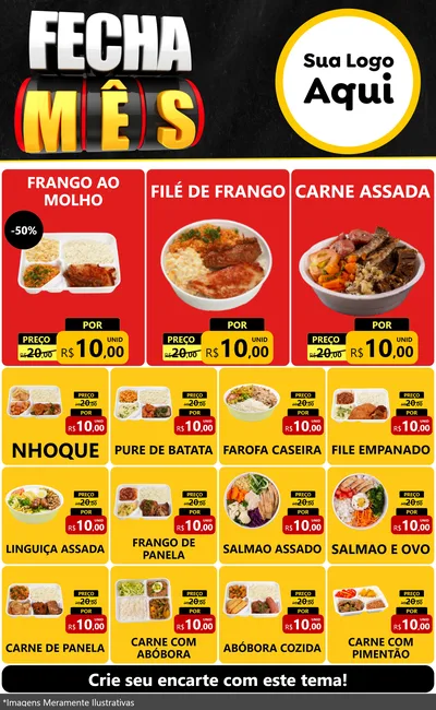 Modelo de Encarte para Encarte Grande com o tema Fecha Mês para Restaurante
