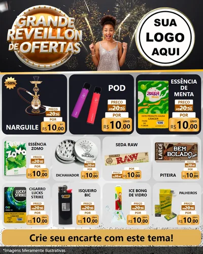 Modelo de Rede Social para Feed Instagram com o tema Grande Réveillon de Ofertas para Tabacaria