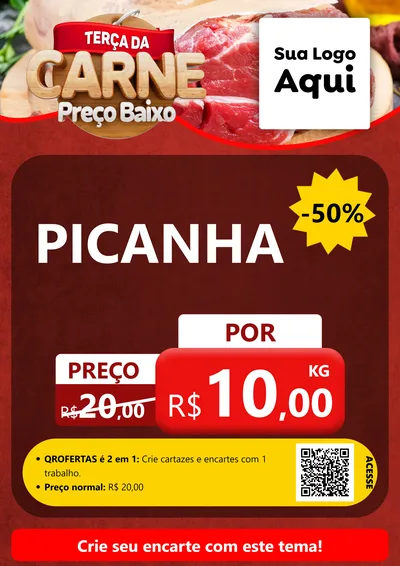 Modelo de Cartaz para Cartaz A4 Vertical com o tema Terça da Carne para Açougue