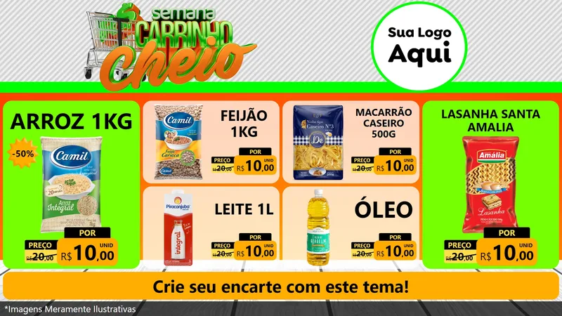 Modelo de TV para TV Horizontal com o tema Semana Carrinho Cheio para Supermercado