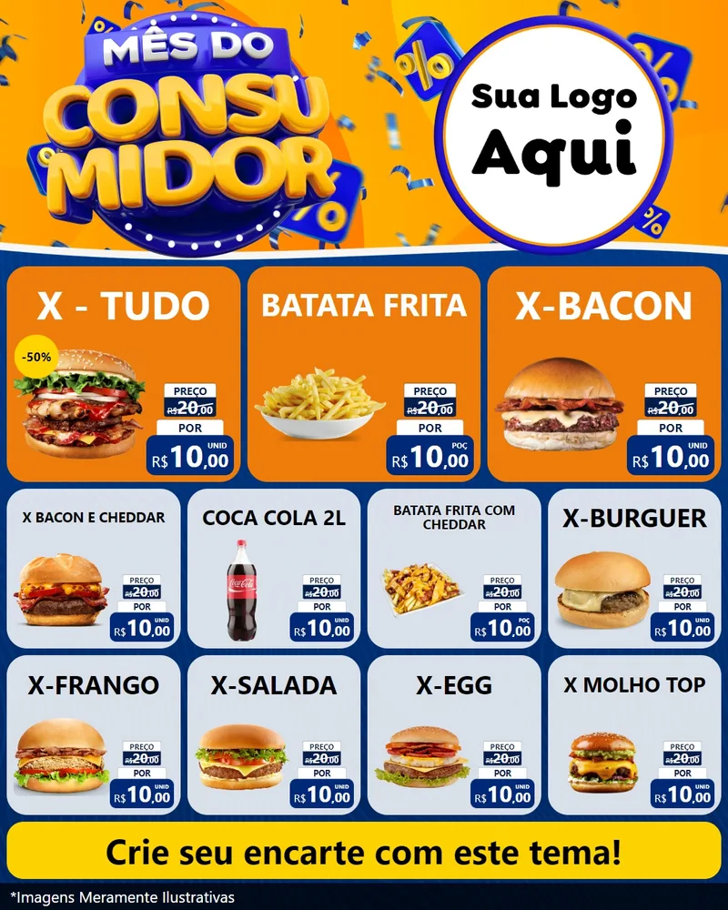 Modelo de Rede Social para Feed Instagram com o tema Mês do Consumidor para Hamburgueria