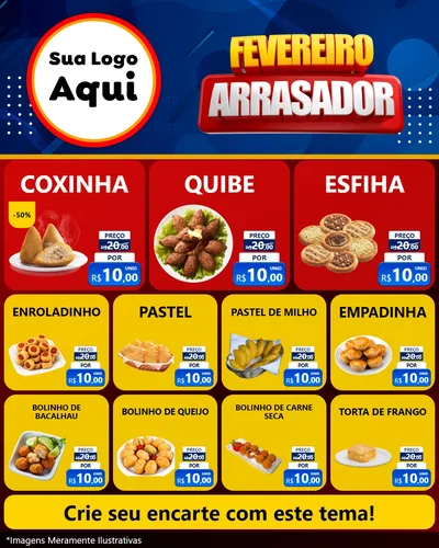 Modelo de Rede Social para Feed Instagram com o tema Fevereiro Arrasador para Salgadaria