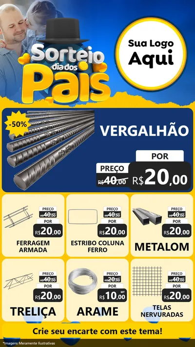 Modelo de Rede Social para Stories com o tema Sorteio Dia Dos Pais para Ferragens