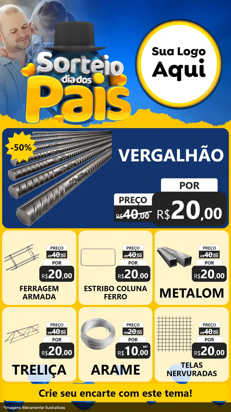 Modelo de Rede Social para Stories com o tema Sorteio Dia Dos Pais para Ferragens