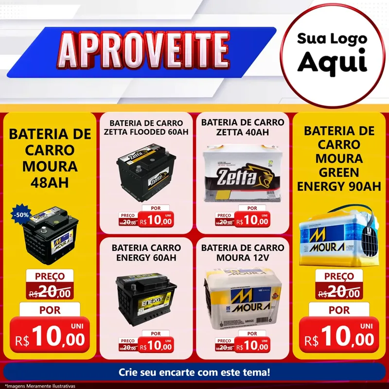 Modelo de Rede Social para Feed Facebook com o tema Aproveite para Baterias Elétricas