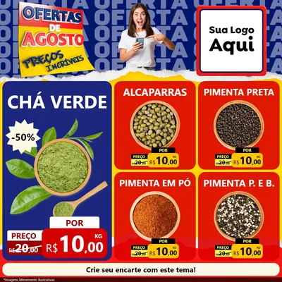 Modelo de Rede Social para Feed Facebook com o tema Ofertas de Agosto - Preços Incríveis para Produtos Naturais