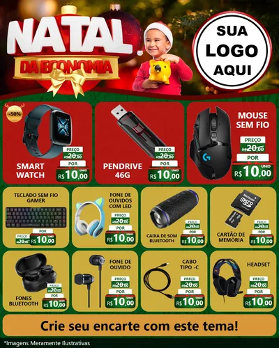 Modelo de Rede Social para Feed Instagram com o tema Natal da Economia para Informática
