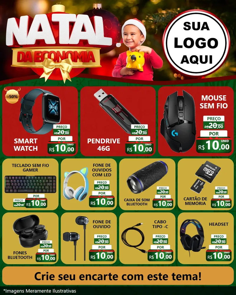 Modelo de Rede Social para Feed Instagram com o tema Natal da Economia para Informática