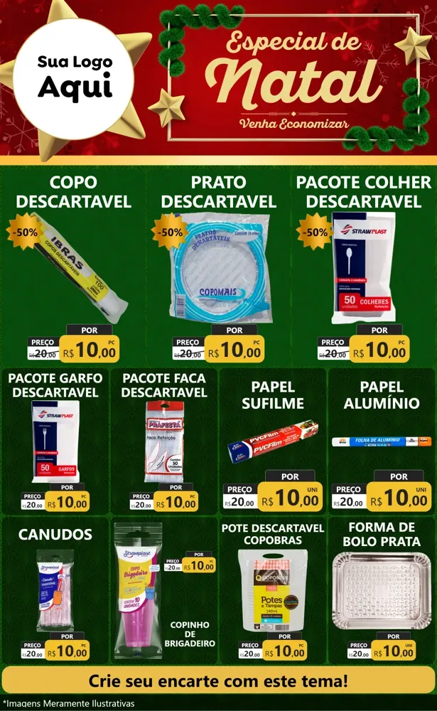 Modelo de Encarte para Encarte Grande com o tema Especial de Natal para Embalagens