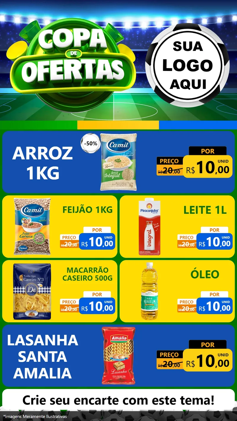 Modelo de TV para TV Vertical com o tema Copa de Ofertas para Supermercado