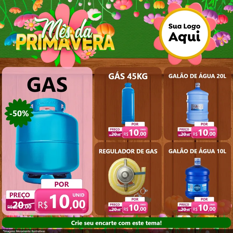 Modelo de Rede Social para Feed Facebook com o tema Mês da Primavera para Água e gás