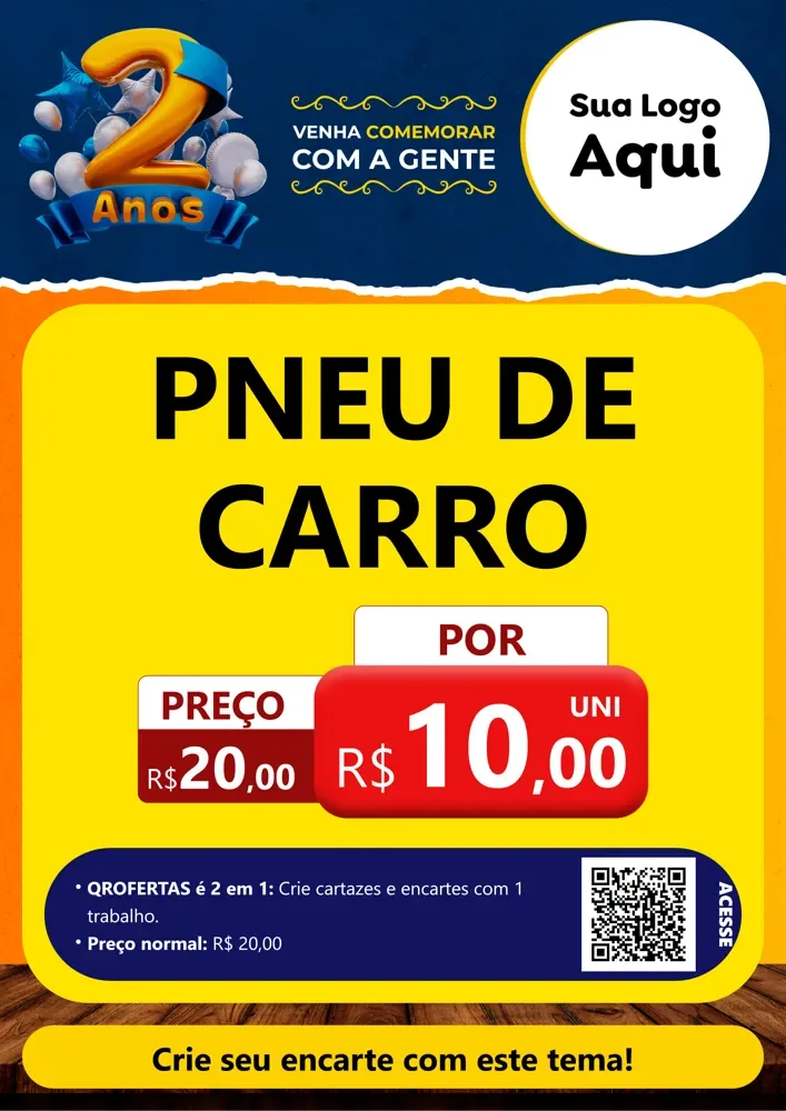 Modelo de Cartaz para Cartaz A4 Vertical com o tema Aniversário de 2 anos para Auto peças