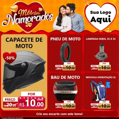 Modelo de Rede Social para Feed Facebook com o tema Mês dos Namorados para Moto peças