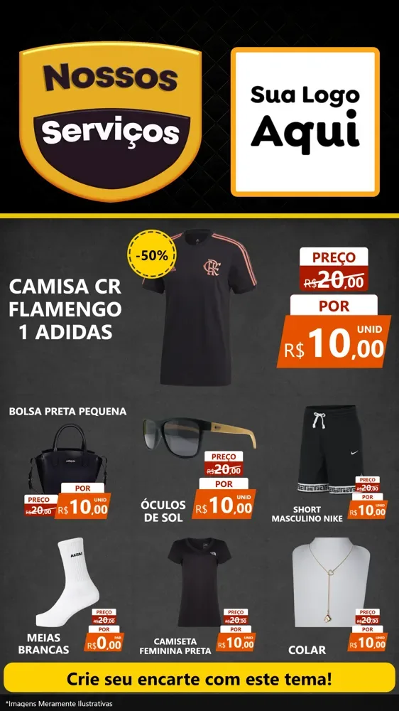 Modelo de Rede Social para Stories com o tema Nossos Serviços para Roupas e acessórios