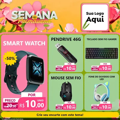 Modelo de Rede Social para Feed Facebook com o tema Semana da Primavera para Informática