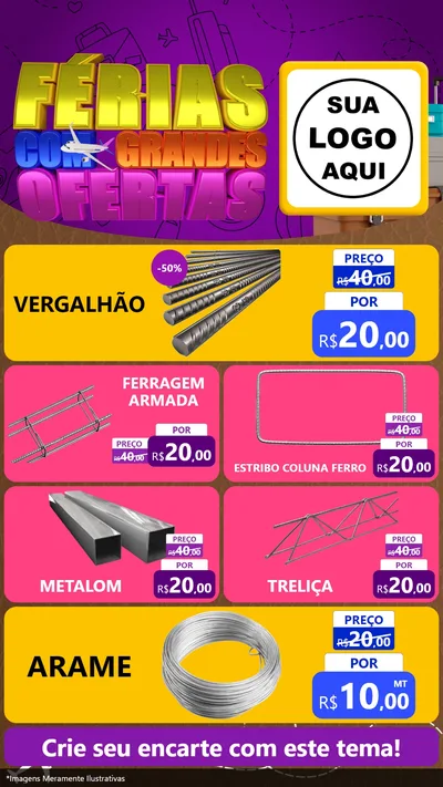 Modelo de TV para TV Vertical com o tema Férias com Grandes Ofertas para Ferragens