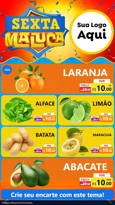 Modelo de TV para TV Vertical com o tema Sexta Maluca para Hortifrúti