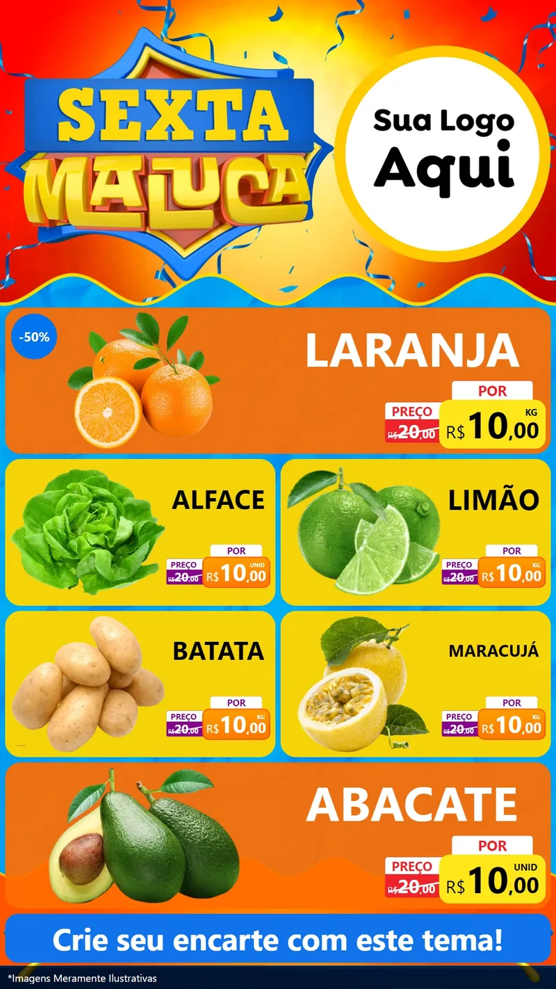 Modelo de TV para TV Vertical com o tema Sexta Maluca para Hortifrúti